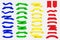 Set of ribbon banners. blue green yellow and red ribbon banners