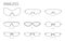 Set of Rimless frame glasses fashion accessory illustration. Sunglass front view for Men, women, unisex silhouette