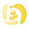 Set of ripe banana. Vector illustration on white background.