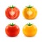 Set of Ripe Red Yellow Green Cut Whole Tomatoes