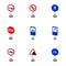 Set of road signs. Signs of prohibition, permission, priority. Road signs icon in set collection on cartoon style vector