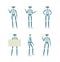 Set of robot characters in interactive poses flat vector illustration isolated.