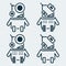 Set of robots icons in linear style