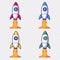 Set rocket cartoon vector icon illustration. transparant background