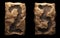 Set of rocky numbers 2, 3. Font of stone on black background. 3d