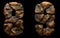 Set of rocky numbers 8, 9. Font of stone on black background. 3d