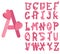 Set of romantic letters with hearts, alphabet for Valentine`s day, wedding, holiday