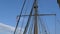 Set of ropes on the sail mast of the big ship on dock GH4 4K