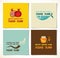 Set of Rosh Hashana greeting cards with traditional proverbs and greetings