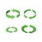 Set of rotation arrows looping in circle for app or web interfaces. Green refresh icon isolated on white background