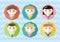 Set of round avatars different boys and girls