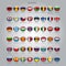 Set of round glossy flags of all sovereign countries of Europa