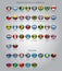 Set of round glossy flags of sovereign countries