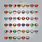 Set of round glossy flags of sovereign countries of Asia