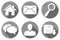 Set of round gray internet icons
