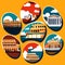Set of round icons of Rome, Italy. Vector illustration in flat style Generative AI