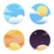 Set of round icons on the weather.