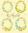 Set of round leafer vector frames. Vector illustration. Wreaths elements, hand-drawn style
