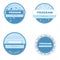 Set of round logos in environmental protection. Blue round emblems on a white background. Protection and purification of the sea
