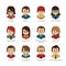 Set of round people icons your office team. Man and woman,