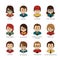 Set of round people icons your office team. Man, woman, boy, girl on white background. Professions in IT company.