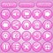Set of round and rectangle buttons pink set.