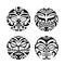 Set of round tattoo ornament with sun face maori style.