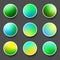 Set of rounded holographic gradient sphere buttons