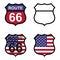 Set of route 66 classic icon, travel usa history highway, america road trip vector background