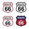 Set of route 66 classic icon, travel usa history highway, america road trip vector background