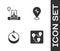 Set Route location, Location with fountain, Compass and Car service icon. Vector