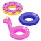 Set of rubber inflatable swimming rings.Toy for water and beach. Vector flat illustration of lifeboat