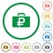 Set of Ruble bag color round outlined flat icons