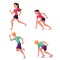 Set of runners, male and female, running and starting