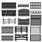 Set of rural fences types.