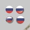 Set of RUSSIA flags round badges.