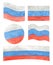 A set of Russian flags of different shapes. Watercolor drawing.