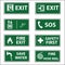 Set of safety emergency exit Sign vector