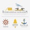 Set of sailing boat and nautical logos.