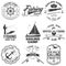Set of sailing camp and fishing club badges. Vector. Concept for shirt, print, stamp or tee. Vintage typography design