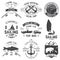 Set of sailing camp and fishing club badges. Vector. Concept for shirt, print, stamp or tee. Vintage typography design