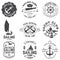 Set of sailing camp and yacht club badge. Vector. Concept for shirt, print or tee. Vintage typography design with black