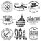 Set of sailing camp, yacht club and surf club badges. Vector. Concept for shirt, print, stamp. Vintage typography design