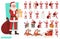 Set of Santa Claus character design. Presentation in various action with emotions, running, standing, and walking