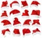 Set of Santa Claus red hats