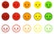 Set of satisfaction scales with colorful smileys buttons.