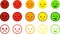 Set of satisfaction scales for voting with colorful smileys