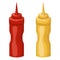 A set of sauces, ketchup and mustard. Vector illustration on a white background