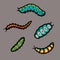 Set of scary caterpillar for halloween design