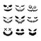 Set of scary and funny faces for Halloween pumpkin or ghost. Jack-o-lantern facial expressions. Simple collection horror faces